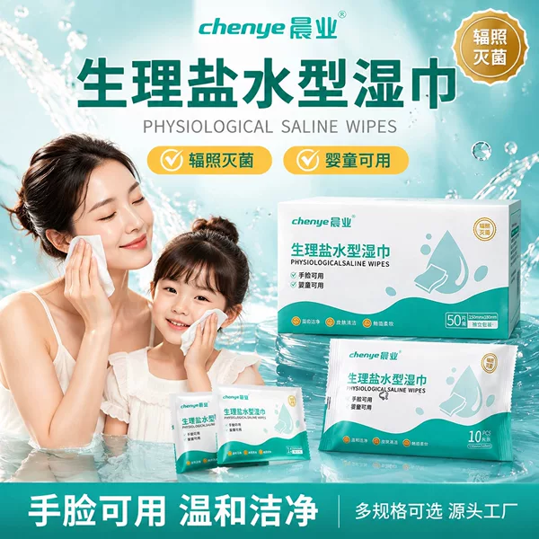 Physiological Saline Wet Wipes Individually Packaged for Babies and Children, for Cleaning Hands, Mouth, and Nose, and Portable Facial Pads