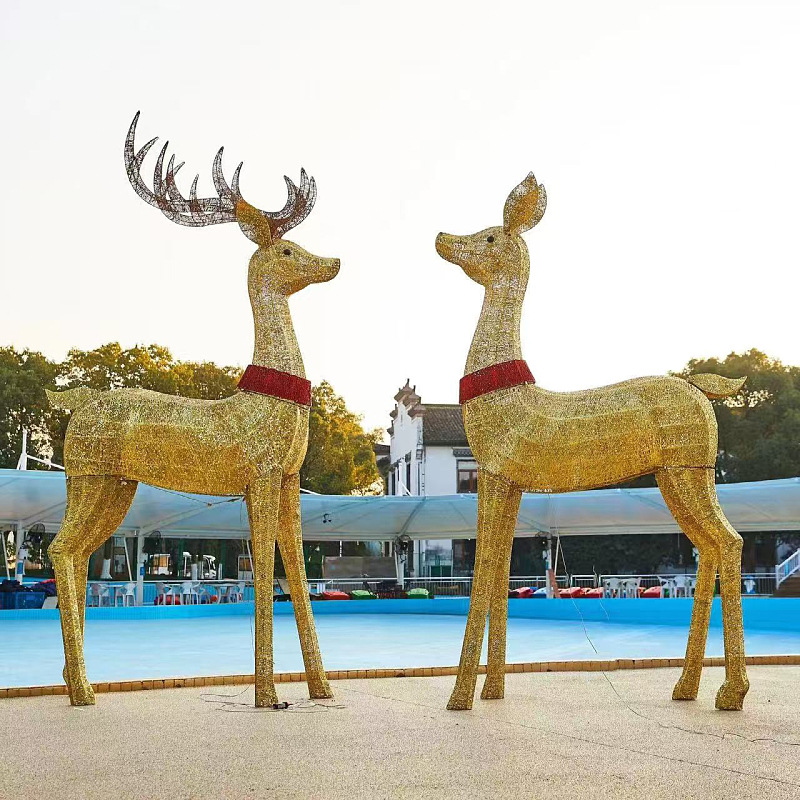 Navidad alce gigante decoración de hierro forjado luminoso decoración de Navidad decoración de hotel decoración de Navidad