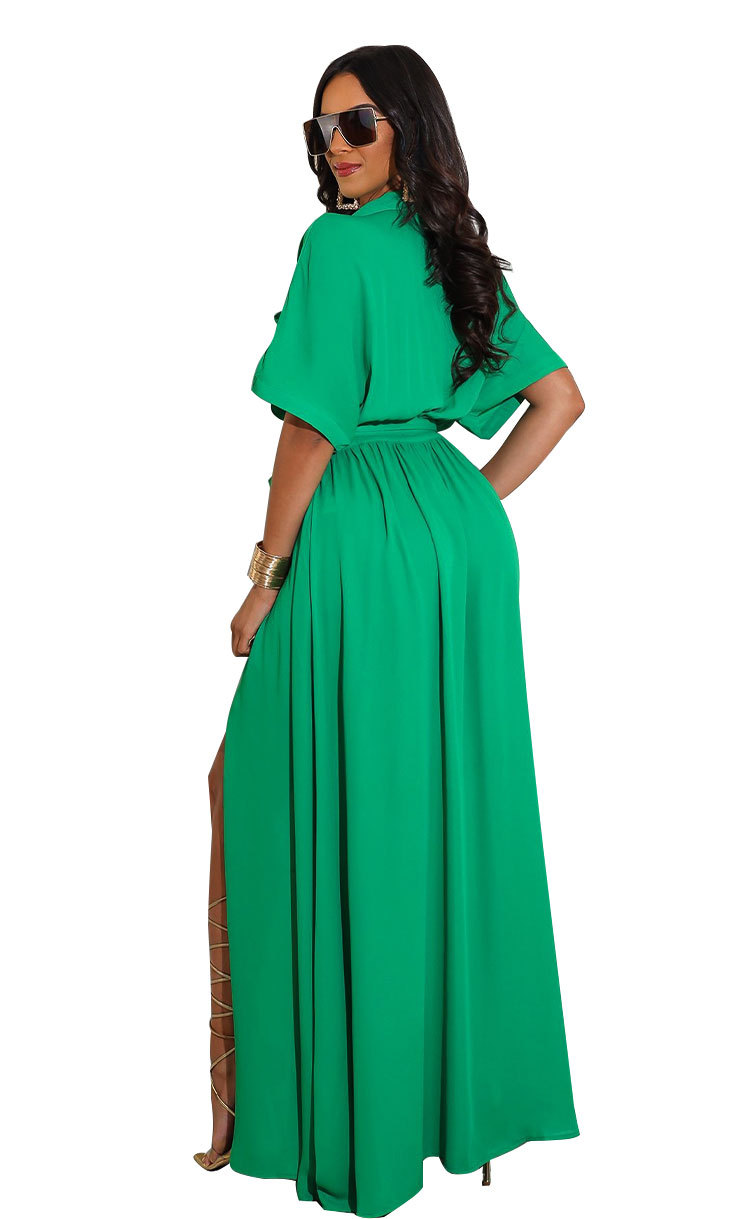 Green Loose Shirt Dress NSXHX76798