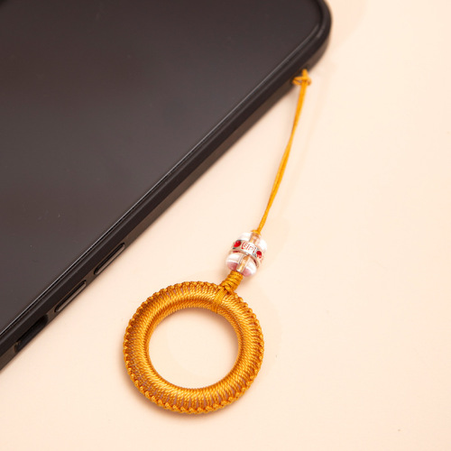 Ancient style mobile phone ring lanyard braided earphone lanyard ring buckle creative keychain U disk short pendant jewelry