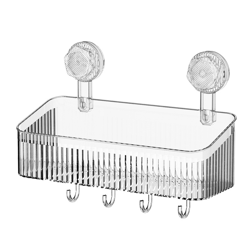 [Estante de almacenamiento de ventosa engrosada] baño ligero de lujo montado en la pared sin perforaciones estante multifuncional estante de almacenamiento rectangular