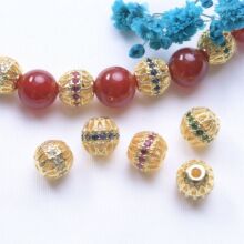 ��ɫ18K����΢育�ɫ�ʯ�U�ո���8mm��� DIY��朴����Ʒ���