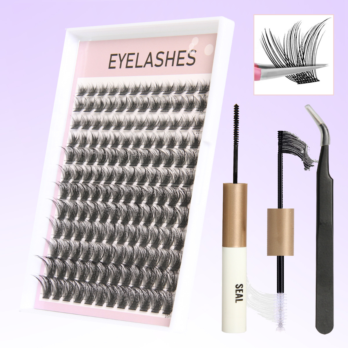 Pestañas postizas 144 racimos capacidad traje perezoso de dibujos animados gruesas pestañas postizas con pinzas de pegamento