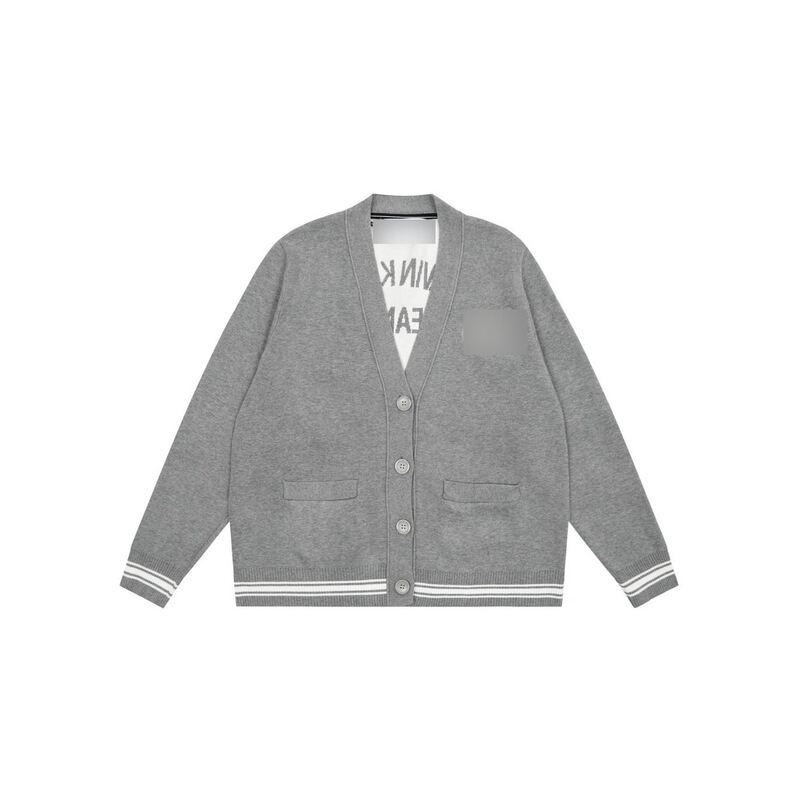 Cross-border CK autumn/winter new collection: gray, preppy-style, letter-patterned, color-blocked, button-down, V-neck, intricately knitted cardigan for men and women Cross-border CK autumn/winter new collection: gray, preppy-style, letter-patterned, color-blocked, button-down, V-neck, intricately knitted cardigan for men and women