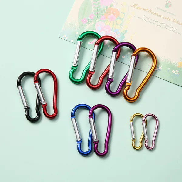 In-stock gourd-shaped carabiner, size 5-8, outdoor hiking backpack water bottle clip, aluminum alloy spring hook quick-release buckle