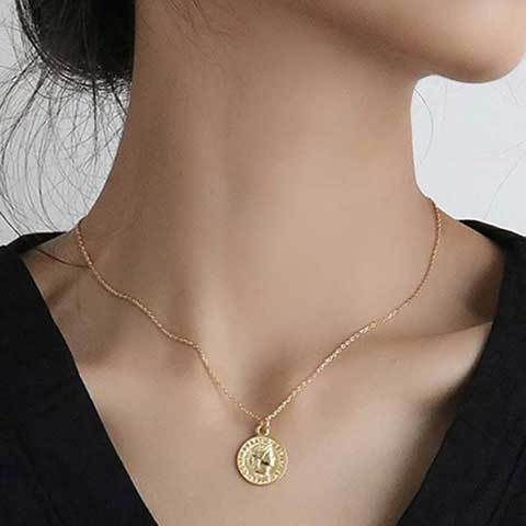 流行饰品美人头像金币钱币项链女圆币ins吊坠硬币锁骨链百搭配饰