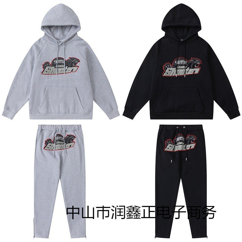 Trapstar Rainbow Gradient Letter Tiger Head Embroidered Hooded Sweat Long Pants Sports Sweat Pants Jogging suit