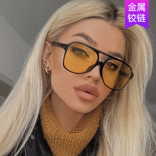 Cross-border European and American retro double beam sunglasses 2022 new trendy ins personality large frame internet celebrity same style toad sunglasses