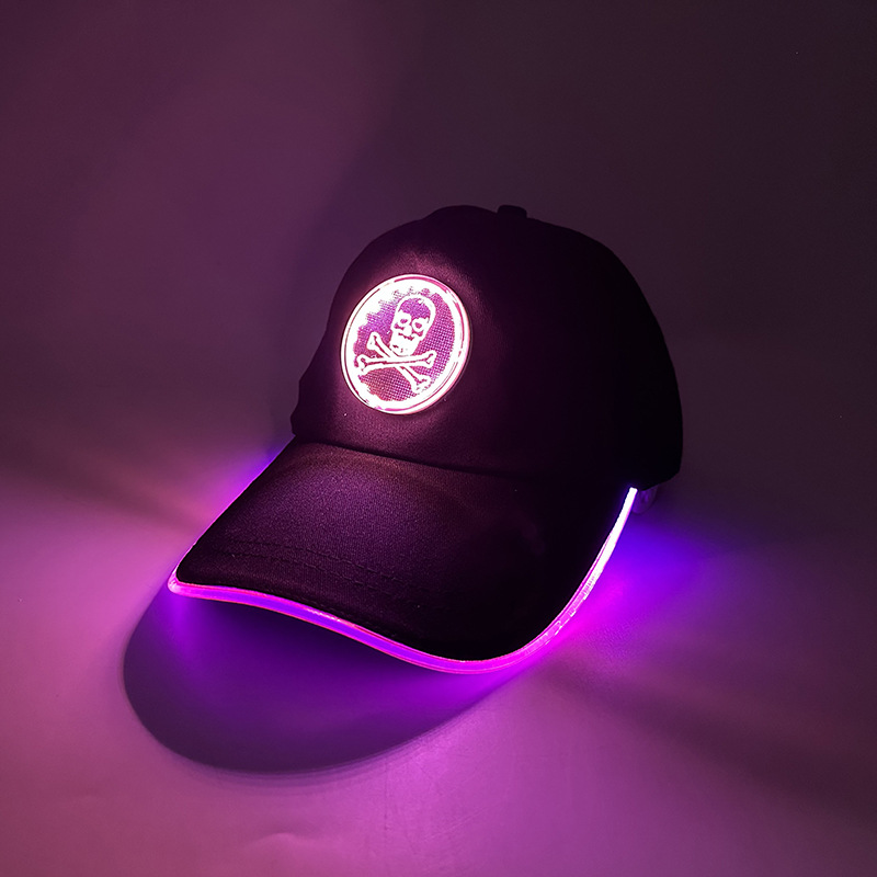 Gorra LED de Amazon, gorra de béisbol luminosa, gorra para exteriores con protección solar, gorra de pico de pato con protección solar, gorra LED de colores cambiantes