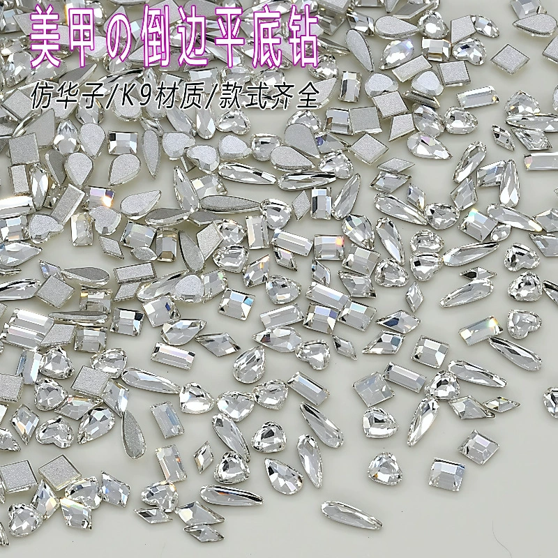 Имитация страз K9 Huazi 1:1, неровные края, плоское дно, прозрачно-белые, миниатюрные, блестящие, для самостоятельного оформления, накладные стразы для ногтей, каплевидные, для нейл-арта.