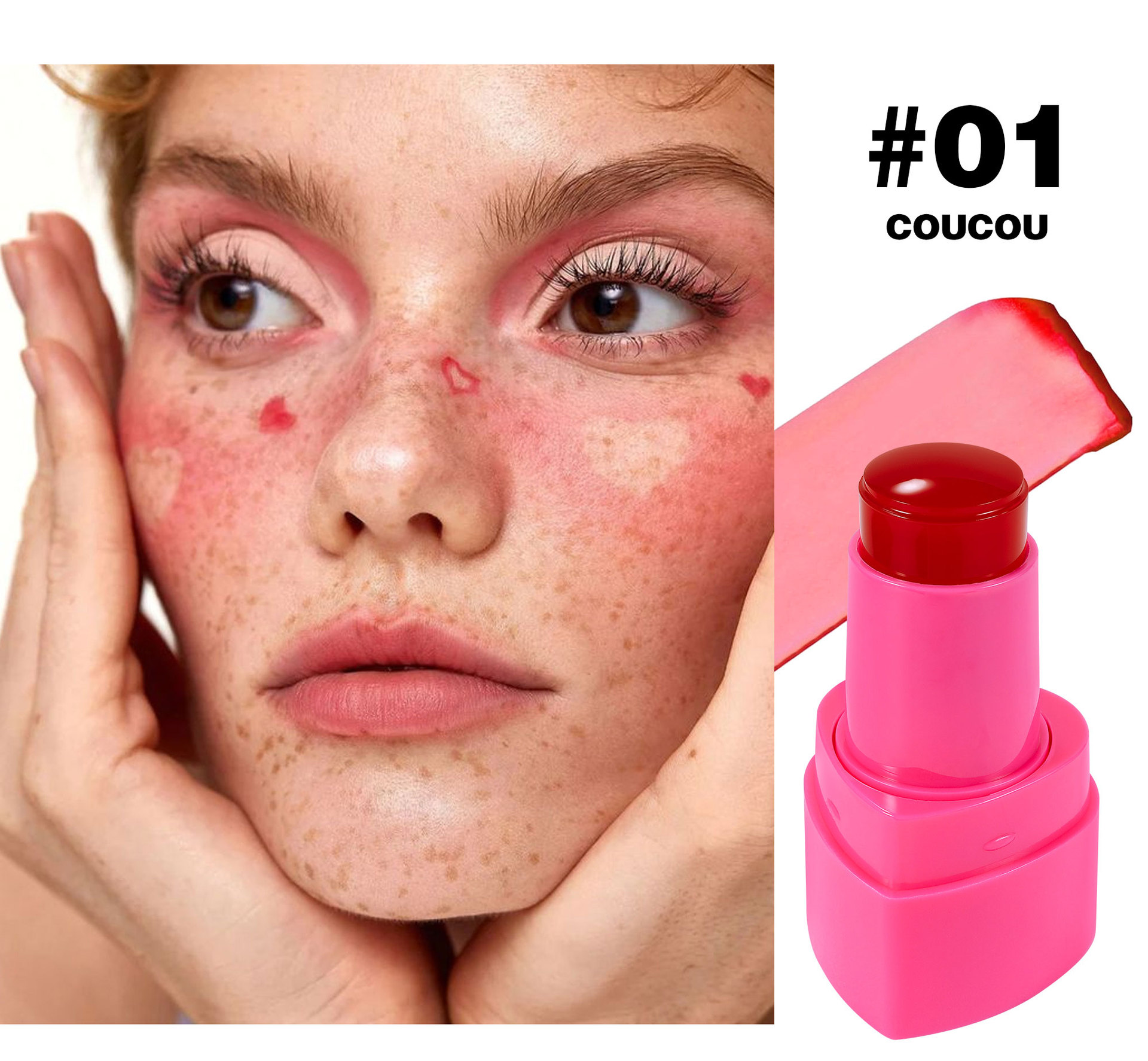Cross-border Blush Stick: Moisturizing and long-lasting, jelly-like texture HANDAIYAN Matte 9-color heart-shaped Jelly Blush stick undefined