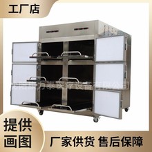 定制压缩机置顶6门不锈钢尸体冷藏箱太平间尸体冷冻柜 遗体瞻仰柜