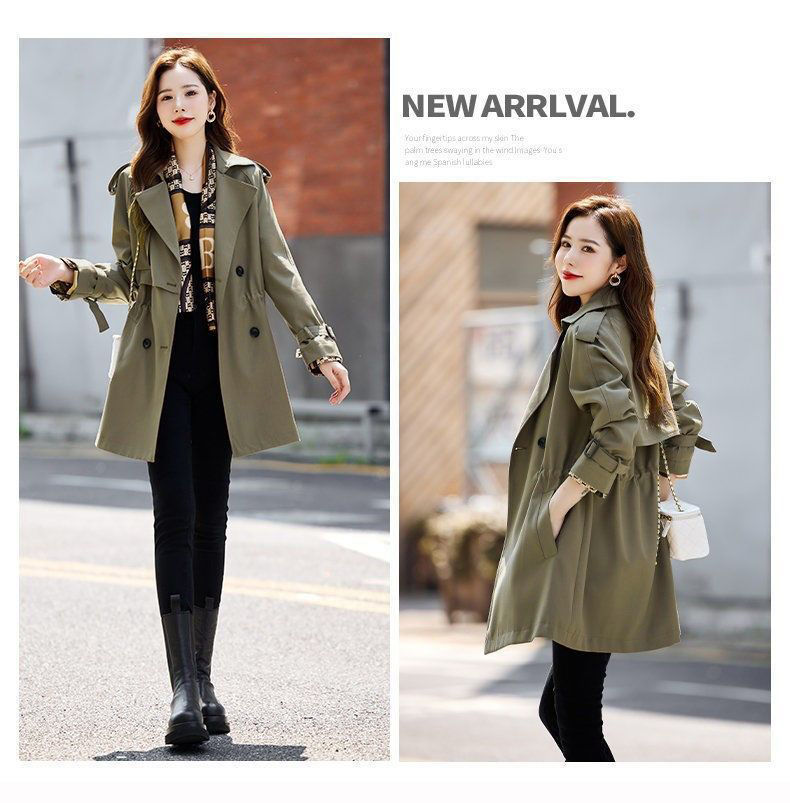 Damen Trenchcoat Mittellang Britischer Stil Schlankmachend Leicht_voghion.com