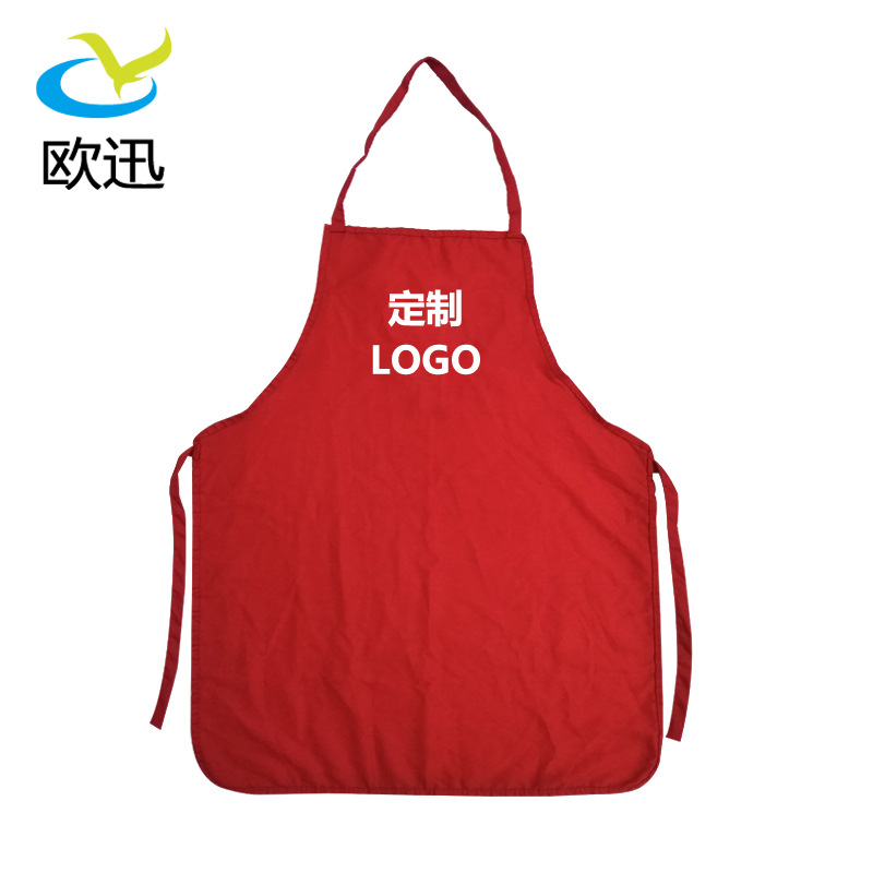 斜纹涤纶围裙成人儿童画画衣全棉家用厨房餐厅一次性男女挂脖围裙