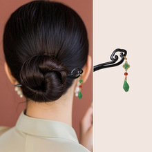 中秋黑檀木发簪流苏步摇盘发气质汉服配头饰品旗袍挽发送妈礼物女