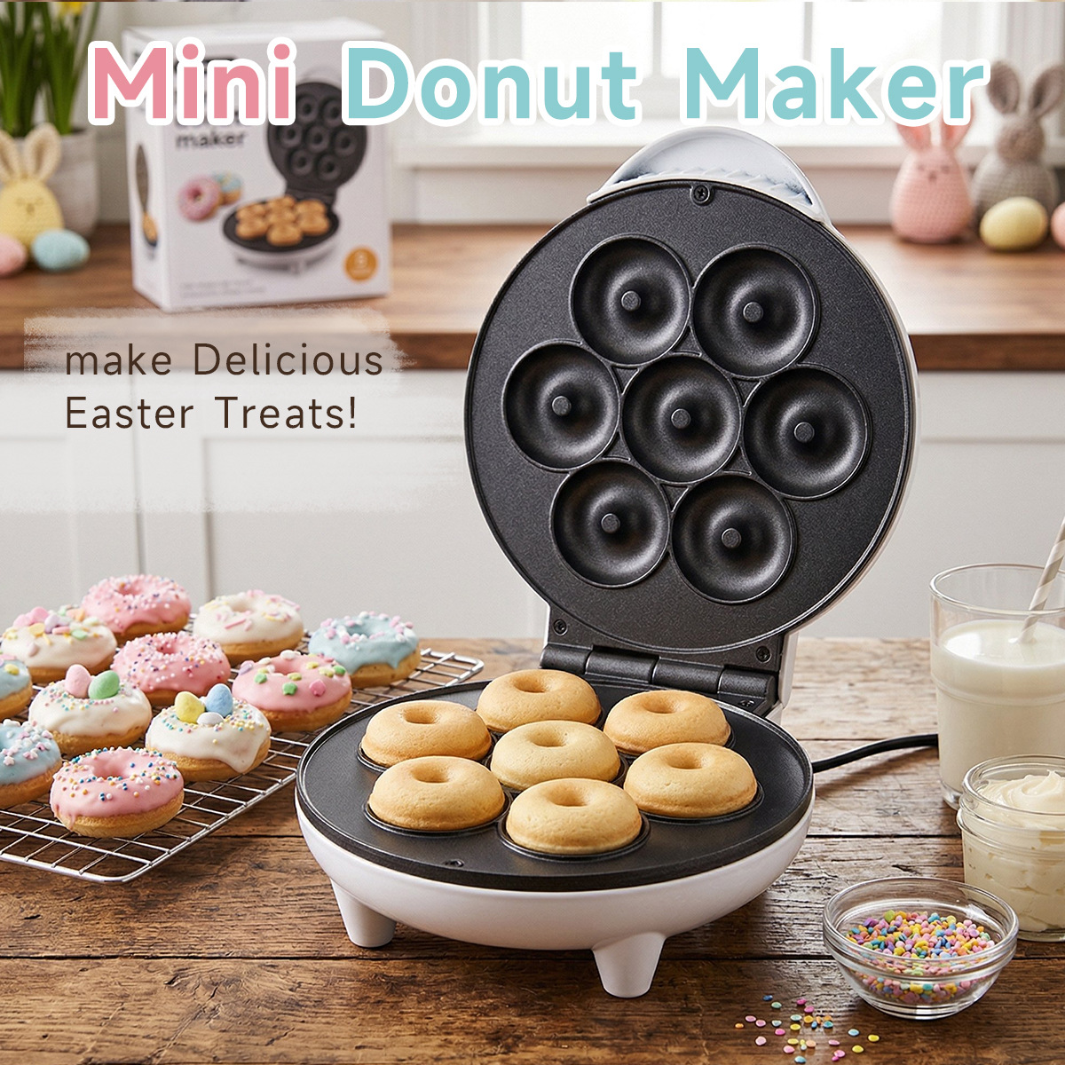 Cross-border breakfast machine 7-hole donut machine household small muffin machine donut bread machine donut machine new