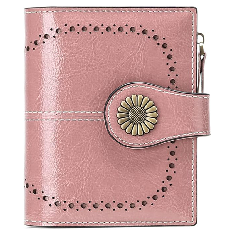 Suphiar personalizado billetera de explosión transfronteriza para mujeres corta Europa y los Estados Unidos cera de aceite bolso de cambio de cuero con tarjeta de cremallera en uno