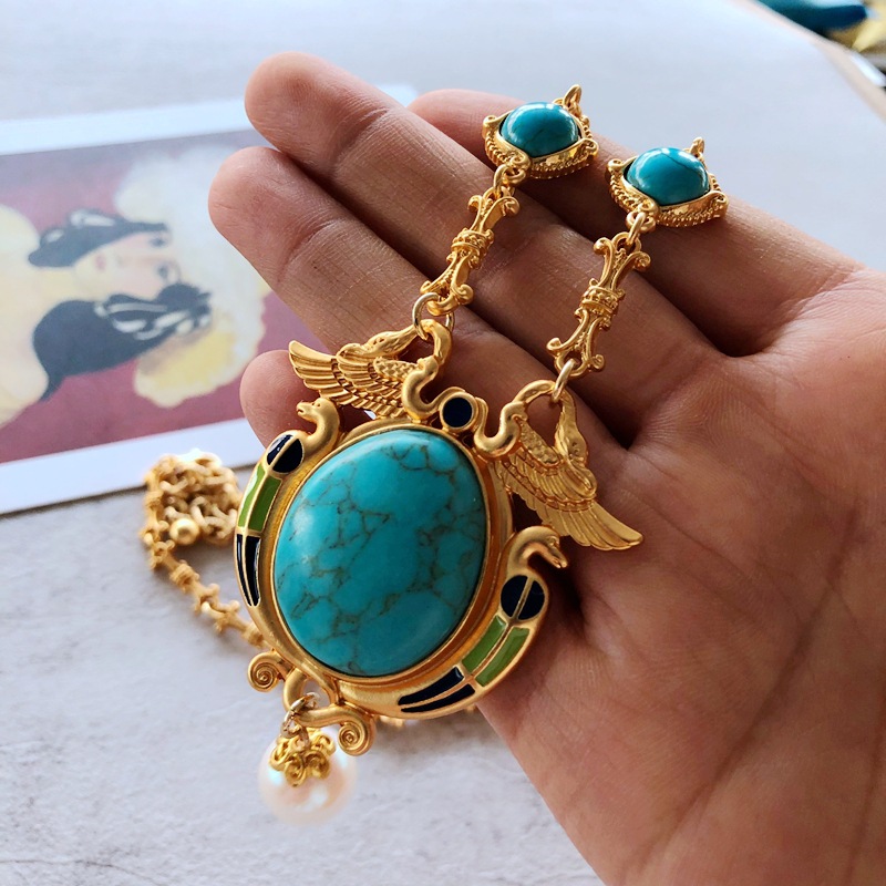 20g Weight Pendant Necklace Classification Wedding, Travel Occasion Alloy Material Flower Pattern Women'S Gender Plating Design Fashion Style Silver Color Fashion Geometric Turquoise Alloy Necklace Wholesale 9