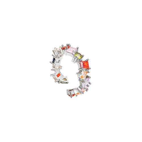 INS personality cold wind zircon ring high-end light luxury exquisite versatile open ring internet celebrity broken silver fashion finger