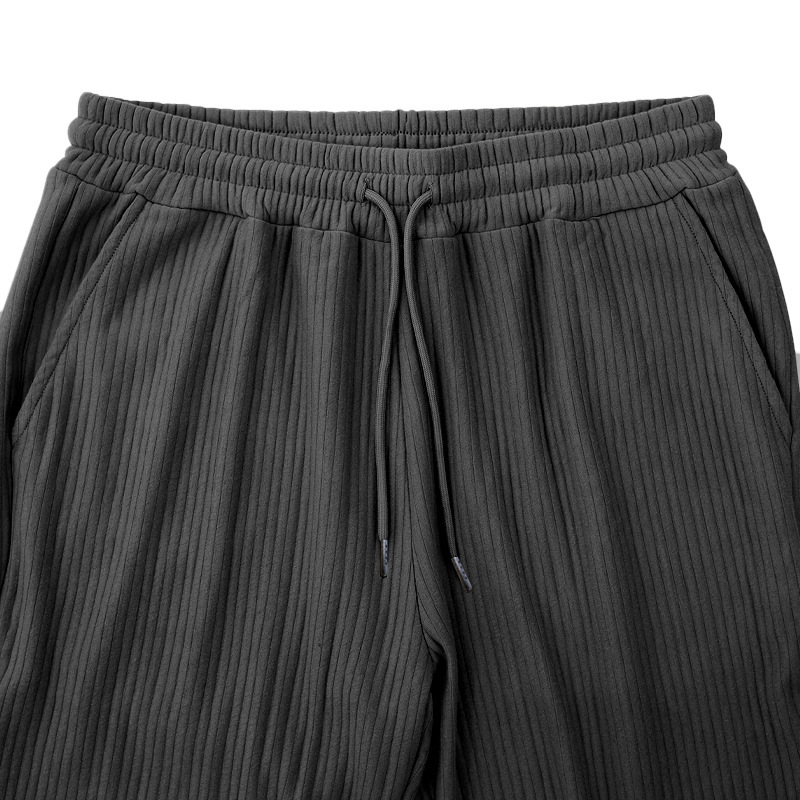 Herren Sweatpants Gestreift Lässige Gerade Hose Mit Hohem Bund_voghion.com