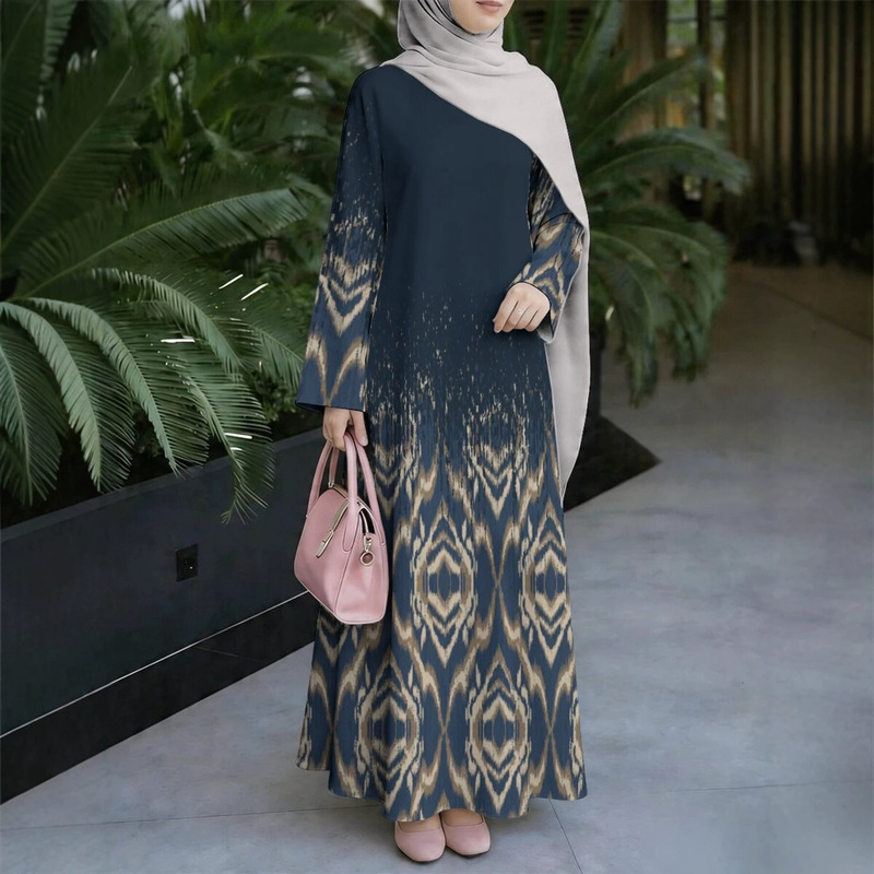 New Summer Elegant Robe for Women, Traditional Cultural Clothing, Digital Printing, Long-Sleeve Design for Daily Commuting