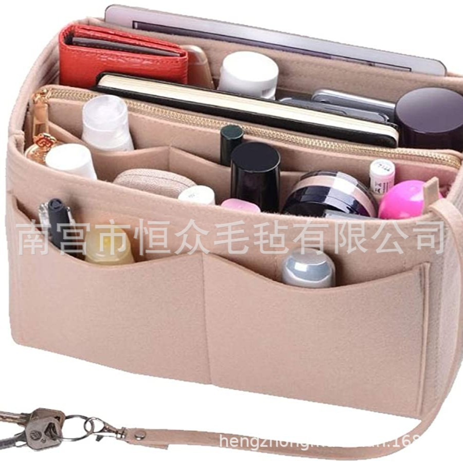 Venta al por mayor personalizado transfronterizo bolsa de fieltro bolsa media bolsa de almacenamiento de maquillaje bolsa de gran capacidad bolsa de soporte