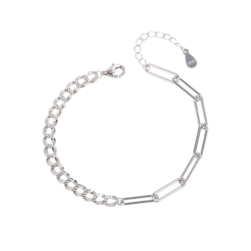 S925 plata esterlina costura hebilla pulsera femenina ins personalidad nicho moda nueva chica de alto grado pulsera de lujo ligero
