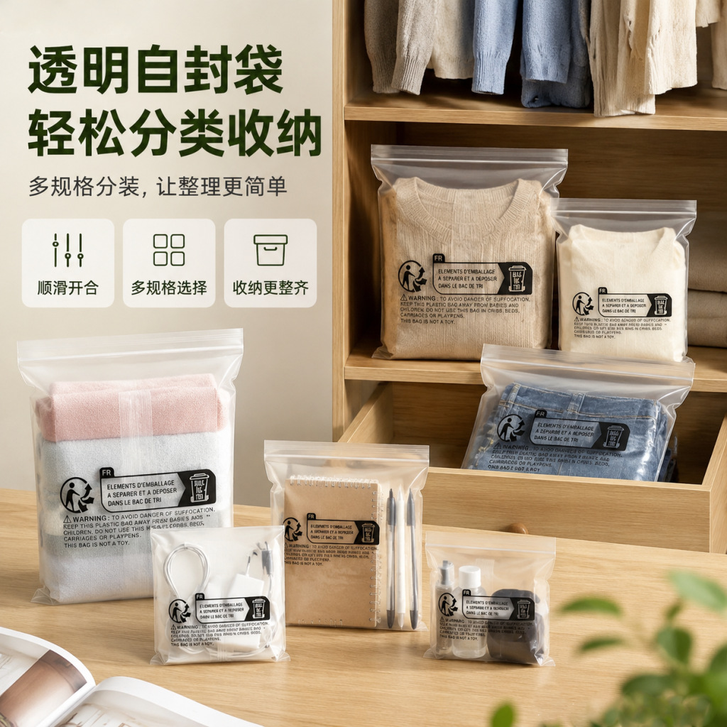 大量批发定制包装tiktok密封口SHEIN警示语环保标自封袋塑料袋