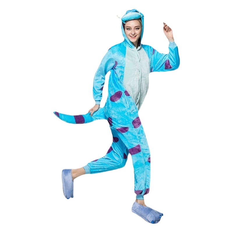 Pijamas de una pieza de animales de dibujos animados para adultos, parejas de hombres y mujeres, franela, primavera y otoño más terciopelo, Sullivan, ropa de hogar