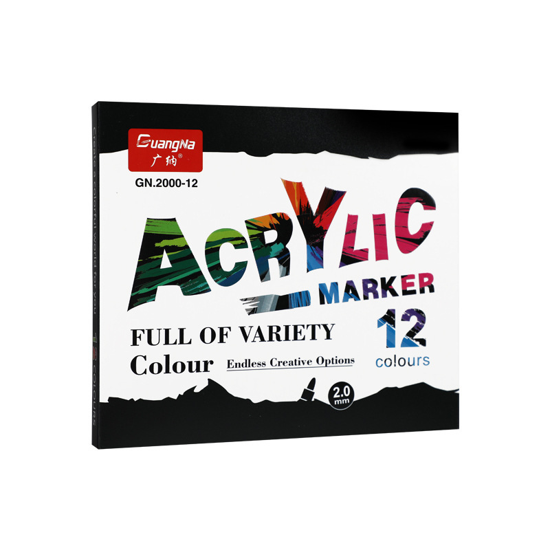 Guangna 2000 a base de agua de 2mm marcador de acrílico tipo prensa 12 colores 24 colores 36 colores 48 colores traje transfronterizo exclusivo
