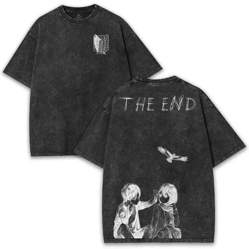 Cross-Border European Size Attack on Titan Anime T-Shirt Levi Ackerman Printed Short-Sleeve Unisex Retro Style