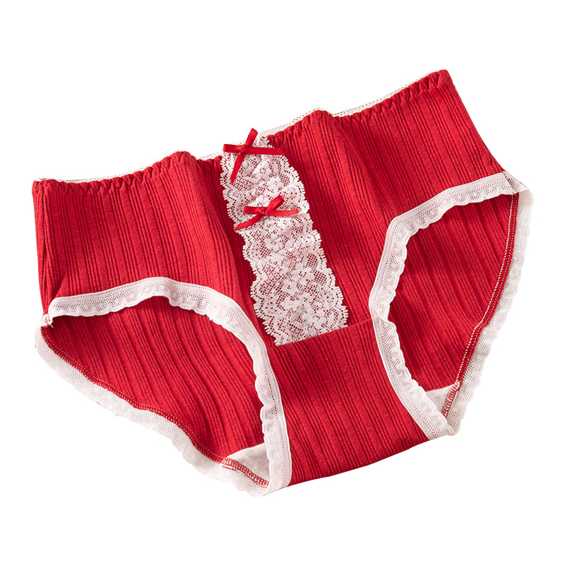 5A pantalones completos antibacterianos ropa interior de algodón puro rojo brillante Lolita ropa interior de mujer antibacteriana entrepierna vida calzoncillos de estudiante rojo image 7