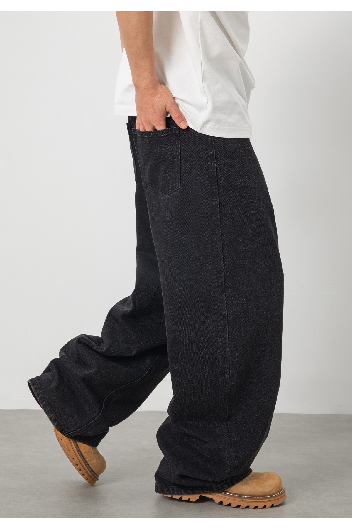 Vintage Washed Black Jeans For Men - High Street American Retro Style Loose Fit Straight Leg Casual Pants_mkmklike.com