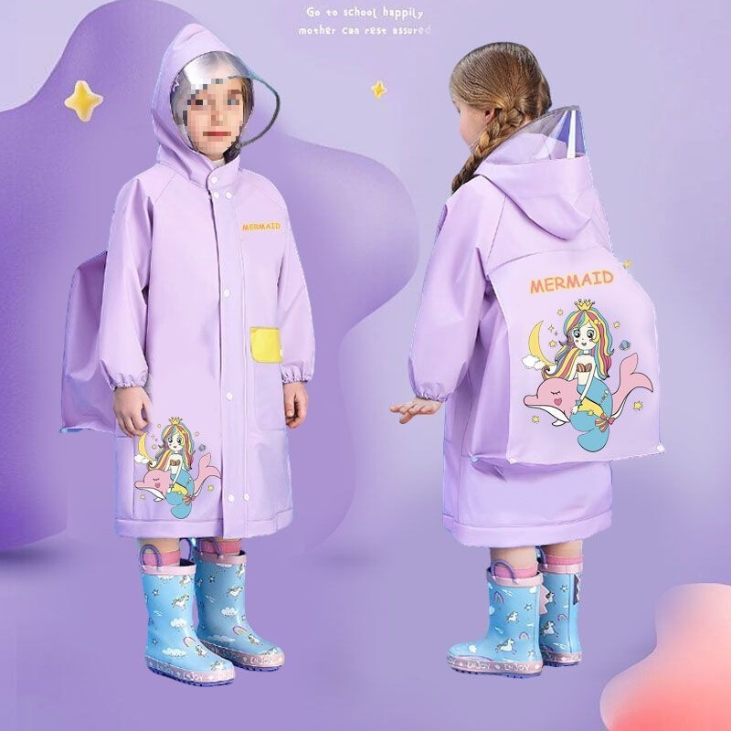 子供用レインコート卸売カレッジスタイル幼稚園年長児と小学生通学用ランドセル全身|undefined