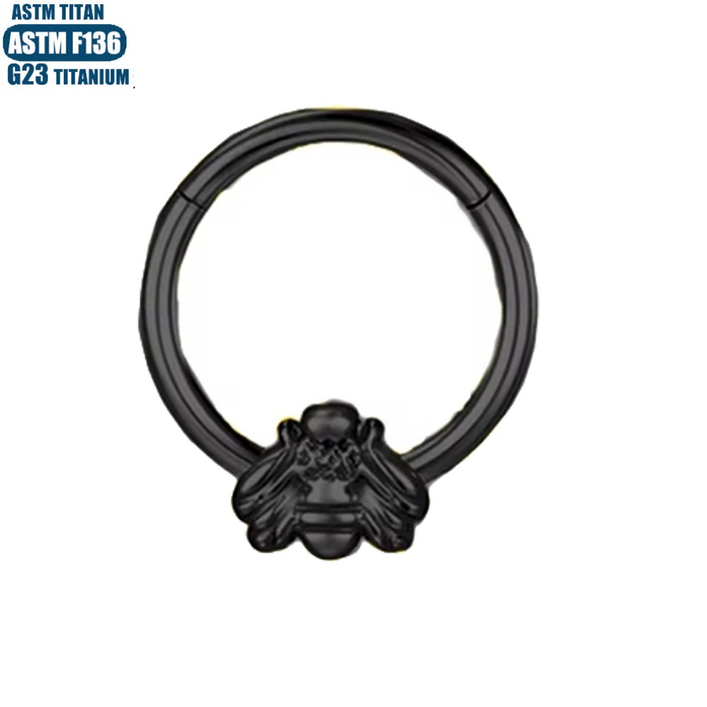 F136 Titanium Piercing Nasal Ring Feather Bee Snake Septum Seamless Ring Tragus Earring detail image 21