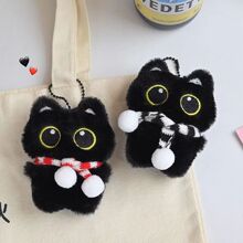 【新人立减5元】小黑猫包包挂件毛绒公仔钥匙扣玩偶学生书包挂饰