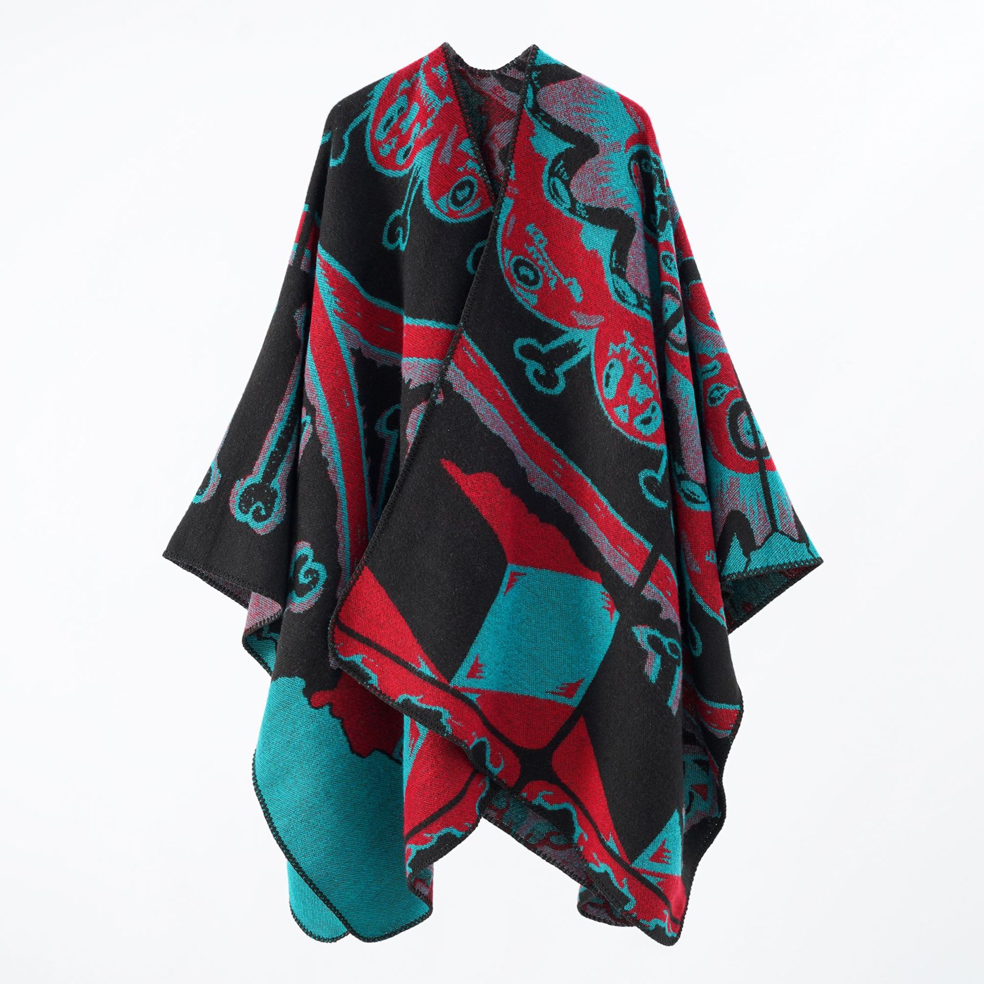 Nuevo otoño y invierno transfronterizos caliente chale turístico fotográfico camiseta de abrigo moda al por mayor capas de bordas