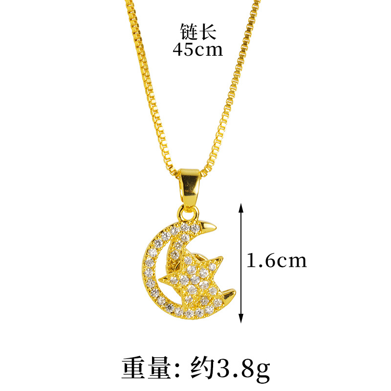 ins nuevos productos de arena de oro vietnamita media luna de estrellas con diamantes ligeros de lujo collar simple pendientes anillo conjunto de joyas Yiwu