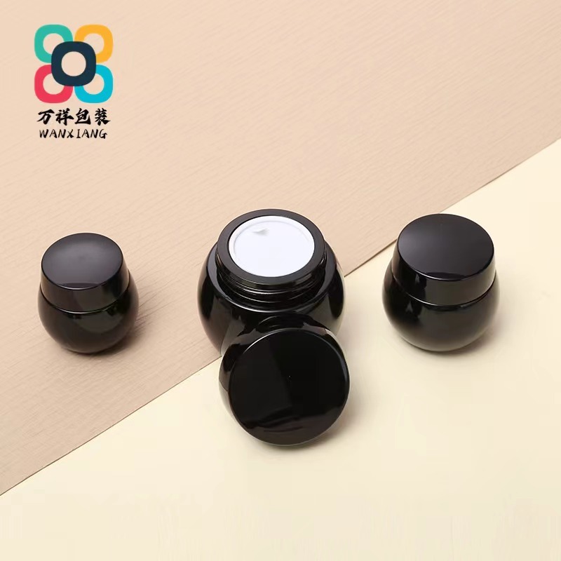 Factory in stock wholesale black bandage cream bottle 30g50g big belly bottle lady cream bottle 100g cream glass bottle