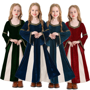 Renaissance Retro Medieval Girls' Clothing, Opera Stage Performance Clothing, Palace Style Trumpet Sleeve Long Skirt
