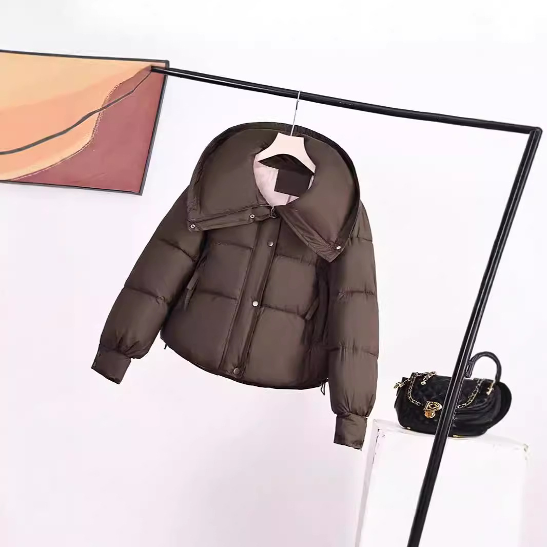 Algodón de pluma para mujeres sueltas engrosadas de moda coreana 2024 nueva moda pequeña chaqueta alta corta