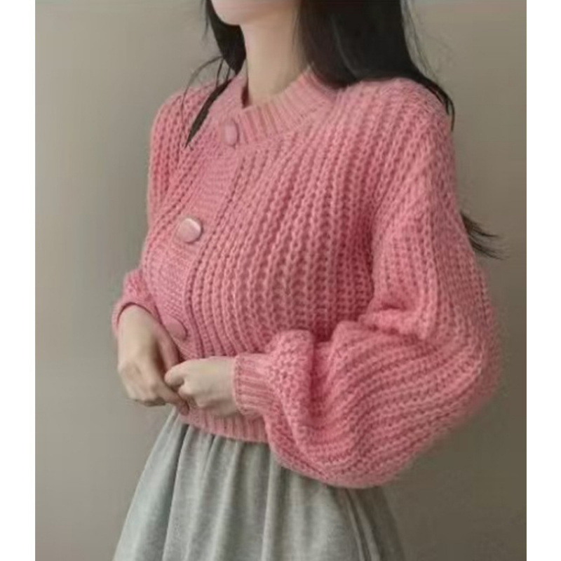 Color sólido simple abrigo de punto de viento abrigo suéter cardigan comercio exterior transfronterizo botón suelto camisa de punto de mujer