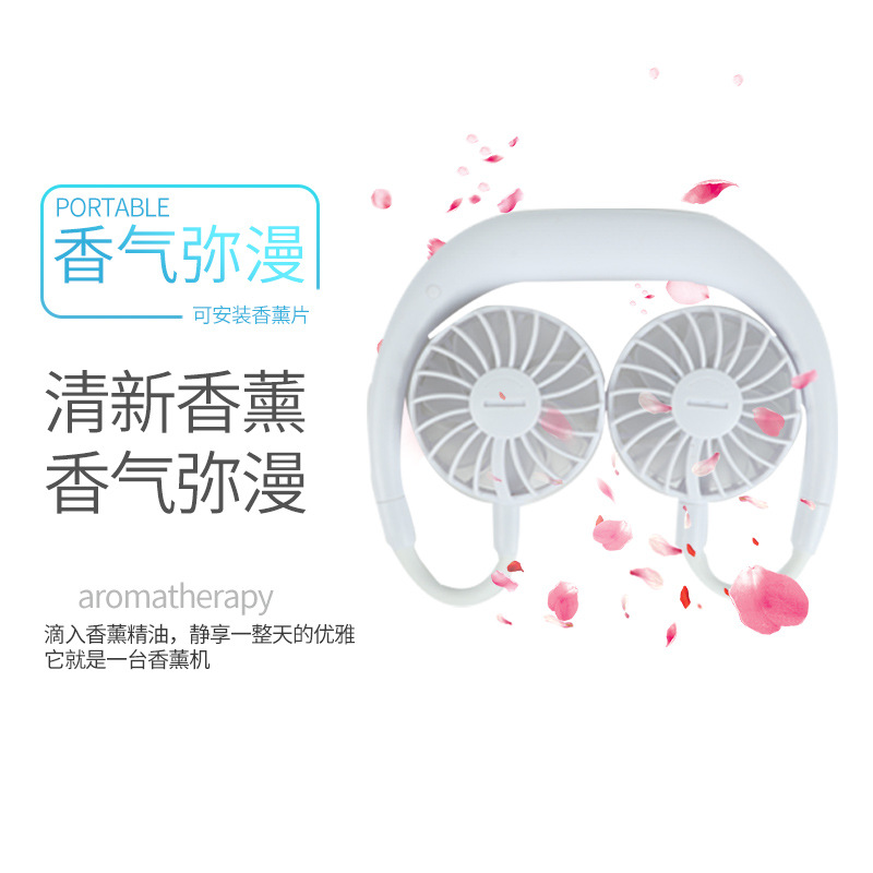Fabricante en stock USB ventilador de cuello colgante perezoso mini ventilador de cuello colgante Oficina portátil de carga colgante Cuello pequeño ventilador