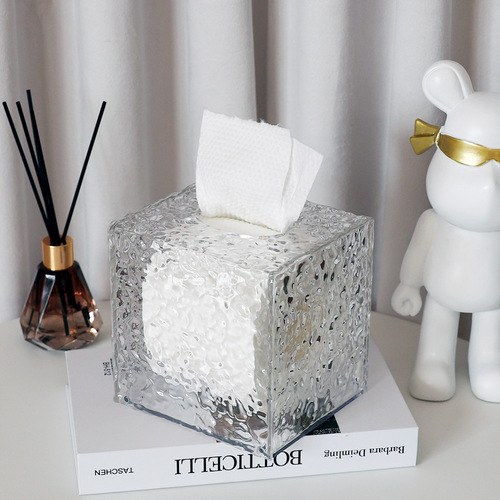 High-end desktop tissue box, wave pattern tissue box, transparent bathroom toilet paper storage box, wall-mountable
