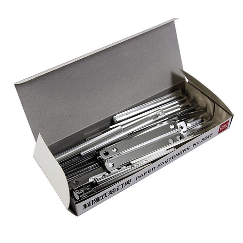Deli 5547 closed binding clip strip two-hole punching machine cover binding buckle 80mm metal clip strip 50 sets