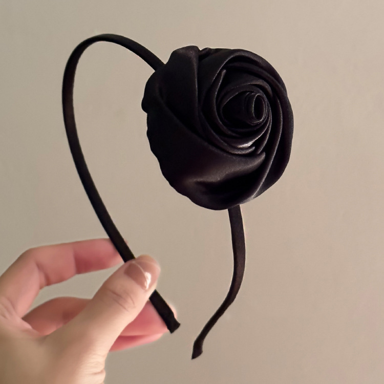 Fransk retro sateng rose blomst pannebånd høykvalitets nisje pannebånd Super fe atmosfære hårnål hårtilbehør_voghion.com