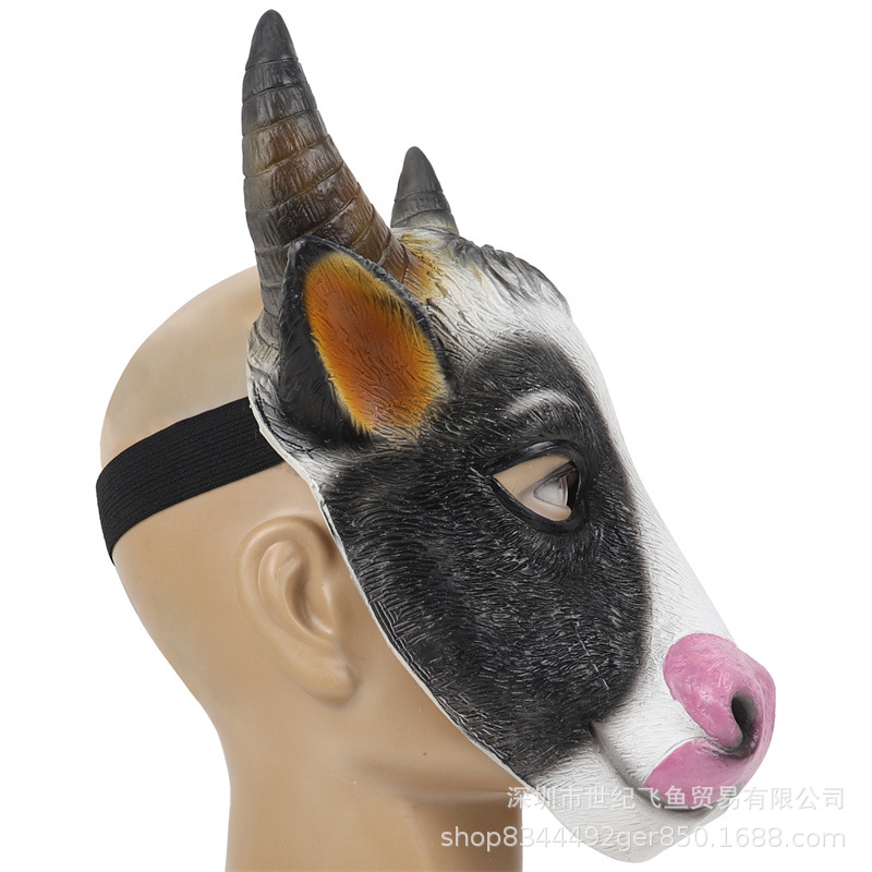 Cruzar la frontera de Halloween máscara de vaca bola Fiesta de la barra de la fiesta de la tarde divertido animal cabeza cubierta Toro Diablo máscara