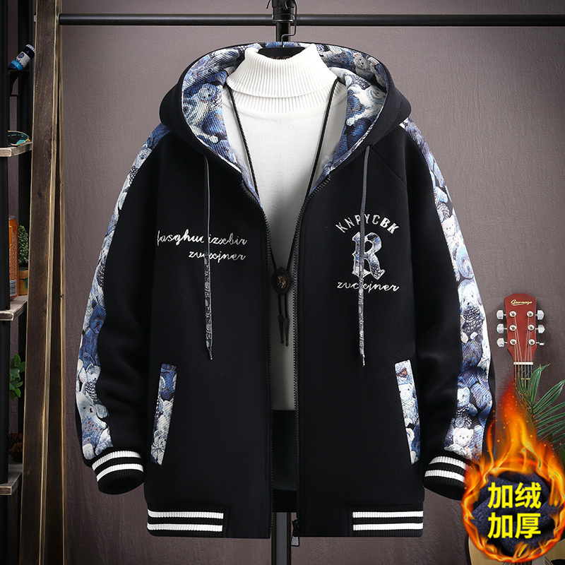 13青少年加绒外套男15岁初中高中学生棒球服14帅气大童秋冬装棉服