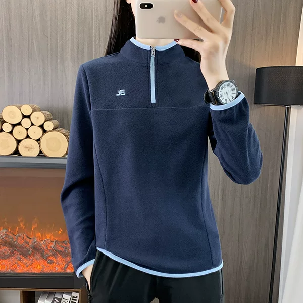 24C91 new 2024 sports outdoor half zipper dense velvet collar base coat women's ultra light fleece