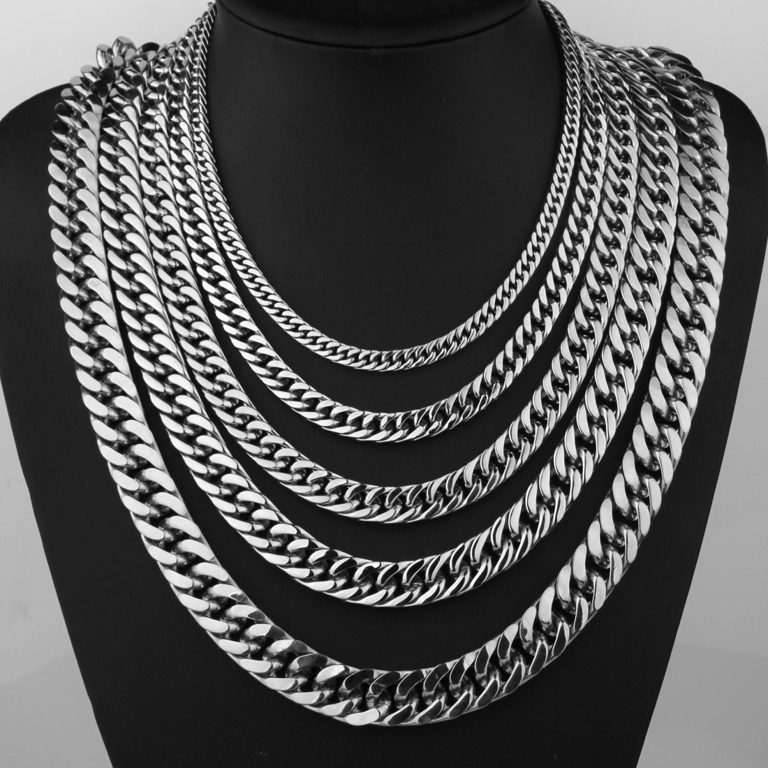 Double 4-Face Grinding European and American Cross-Border Hip-Hop Men's Titanium Steel Trendy Men's and Women's Simple Couple Trendy Brand All-Match Cuban Necklace